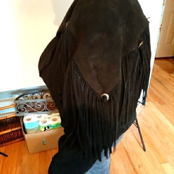 G40000 WOMANS   Black‎ Suede Leather Motorcycle  L - Picture 2 of 8